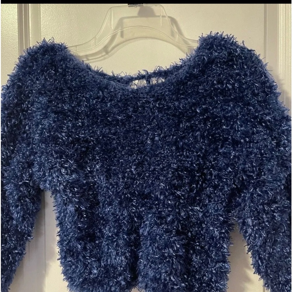 Cherry’s Blue Cropped Super Fuzzy Rave Sweater S
